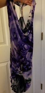 Puple, black, and white dress